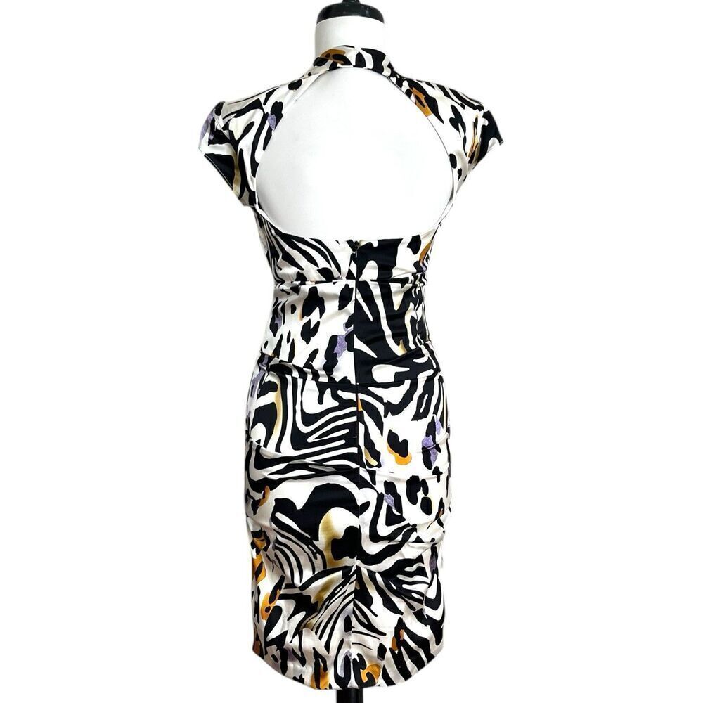 90s Cache Silk Cheetah Leopard Dress 4 Bodycon Animal Cocktail Party - Picture 4 of 14